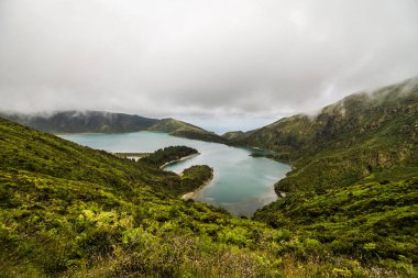 Güzel manzara ateş Lagoa Gölü, yapmak Fogo Sao Miguel Island - Azores