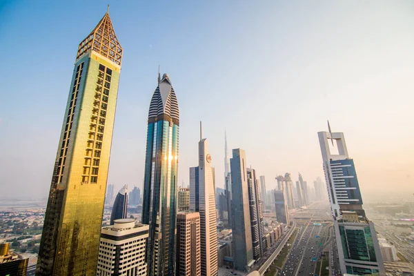Dubai Uae October 2018 Dubai Skyline Downtown Skyscrapers Sunset Modern — Stock Photo, Image