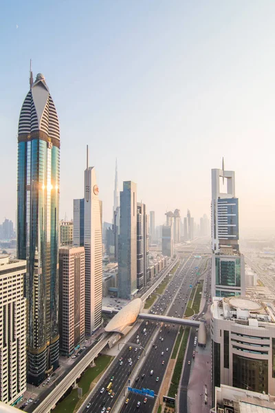 Dubai Uae October 2018 Dubai Skyline Downtown Skyscrapers Sunset Modern — Stock Photo, Image