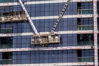 Dubai, Birleşik Arap Emirlikleri - Ekim 2018: Downtown Dubai, Birleşik Arap Emirlikleri Dubai inşaat faaliyet. En kalabalık şehri ve Emirlik Dubai olduğunu