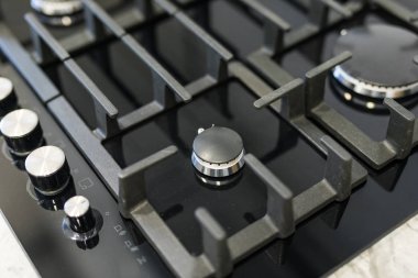 Mutfak gaz hob, yakın çekim fotoğraf için kontrol paneli