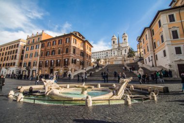 Rome, İtalya - Kasım, 2018: İspanyol Merdivenleri vintage tarzı, Roma, İtalya, Europe bulanık. Bir ünlü ve cazibe Roma ve İtalya'nın Roma İspanyol Merdivenleri vardır.