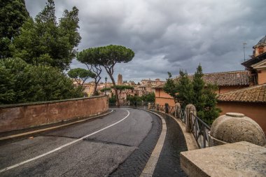 Rome, İtalya - Kasım, 2018: Il Campidoglio görünümü bir yedi Roma, Palazzo Senatorio del Corso üzerinden nerede aslında hills Roma Belediye Binası