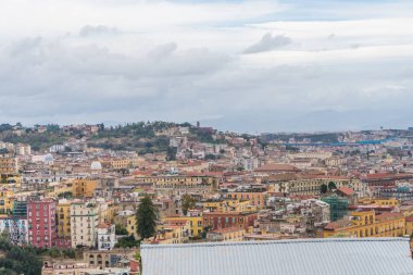 Napoli, Napoli Körfezi limanda görünümünü Panoraması. Campania Bölge. İtalya.