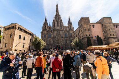Barselona, İspanya- Nisan, 2019: Barselona Gotik Mahallesi'ndeki bölge