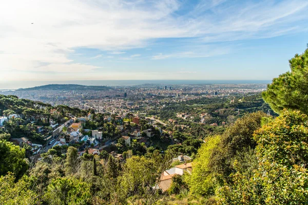 Vue panoramique de Barcelone depuis Tibidabo, Espagne — Photo