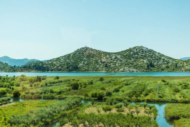 Dubrovnik, Hırvatistan - Temmuz 2019: Dubrovnik şehir deniz manzarası, Hırvatistan, Adriyatik deniz kıyısı