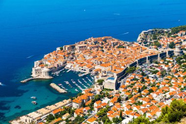 Dubrovnik, Hırvatistan. Eski kasabanın panoramik manzarası. Yukarıdan görüntüle