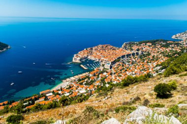 Dubrovnik, Hırvatistan. Eski kasabanın panoramik manzarası. Yukarıdan görüntüle