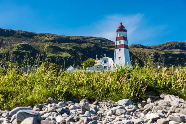 Alnes Lighthouse Clear Sky Godoy Island Alesund Norway — Stock Photo, Image