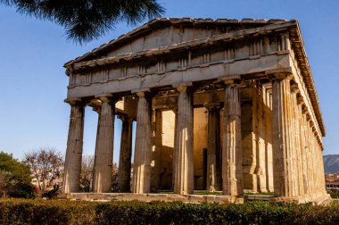 Antik Agora 'daki Hephaestus Tapınağı, Atina, Yunanistan, en iyi korunan antik Doric tapınaklarından biri, tarihi mimari ve kültür mirası.