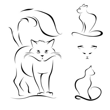 kedi soyut çizgiler