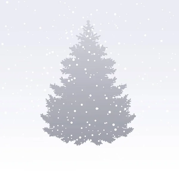 Силуэт ели и падающего снега, векторная иллюстрация — стоковый вектор