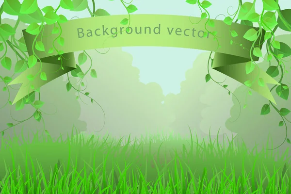 Fundo verde com vegetação, videiras e grama . — Vetor de Stock