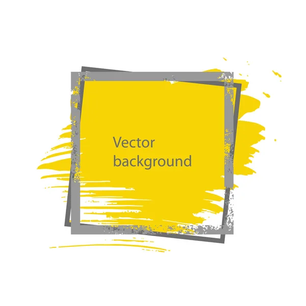 Farbtupfer, Grunge-Rahmen. Vektorpinselstriche in einem Quadrat. Grunge-Banner, Vektorelement. Rahmendesign. Quadrat mit einem gelben Fleck — Stockvektor