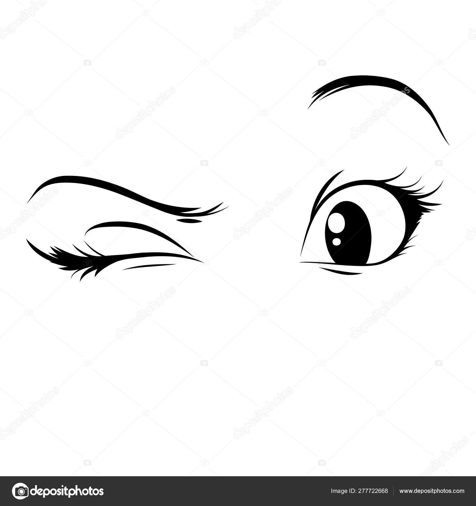 Olhos Anime Isolados Sobre Fundo Branco Estilo Design Ilustração fotos,  imagens de © Auncha25 #405656332