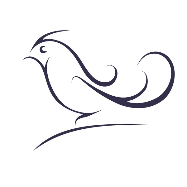 Birdie sobre un fondo blanco. Contorno de un pájaro. ilustración vectorial — Vector de stock