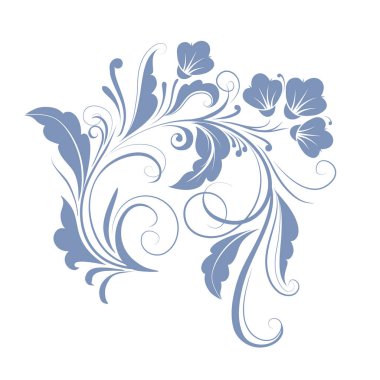 Çiçek dekor süs, beyaz bir arka plan üzerinde vektör Mavi çiçek, çiçek ile süs.