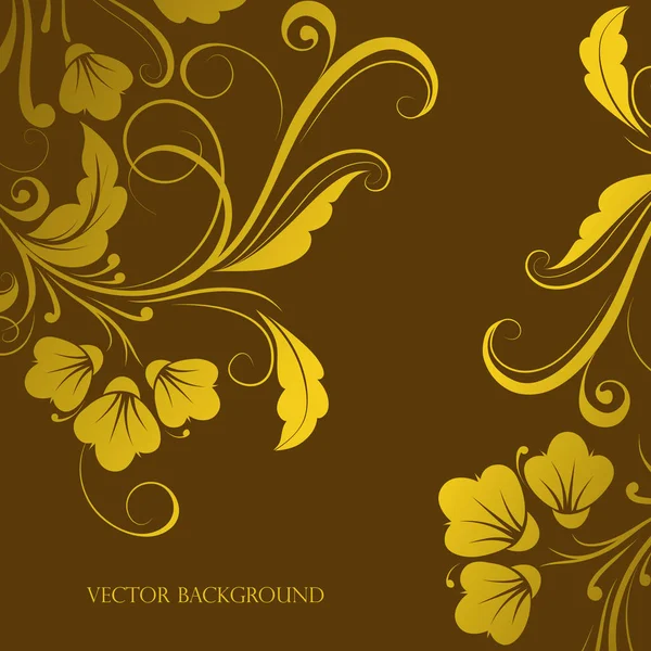 Golden background with a floral pattern, background with an ornament. — Stock Vector