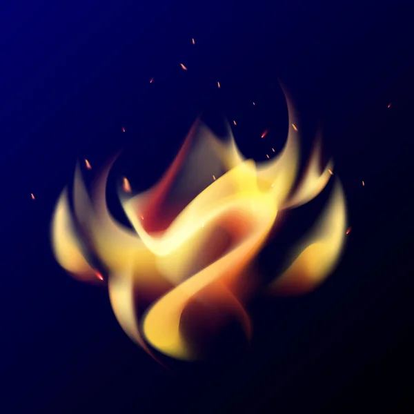 Foc de tabără, pe un fundal întunecat. Contextul cu limbile flăcării . — Vector de stoc