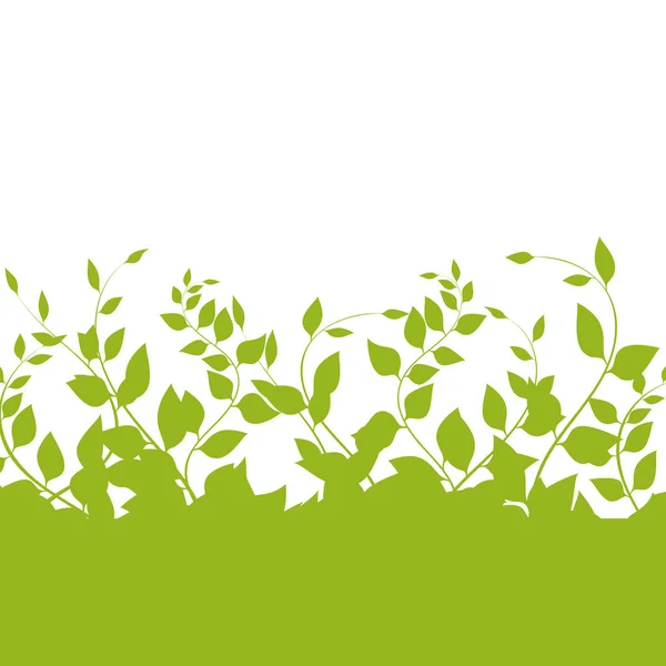 Vector green vegetation on a white background. Lots of leaves — Stock Vector