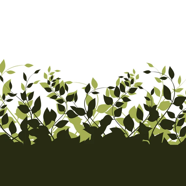 Vegetazione verde vettoriale su fondo bianco. Un sacco di verde — Vettoriale Stock