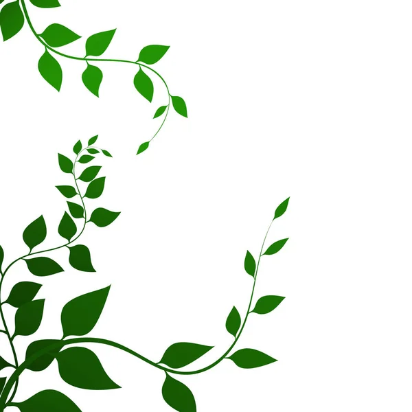 Sfondo con foglie verdi, illustrazione vettoriale. Rami fini — Vettoriale Stock