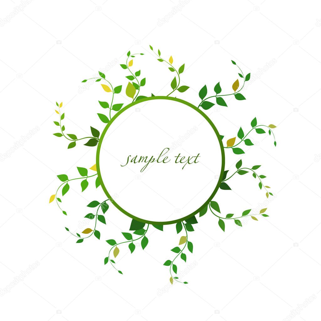 Vector. Round banner with leaves, vector illustration on a white background