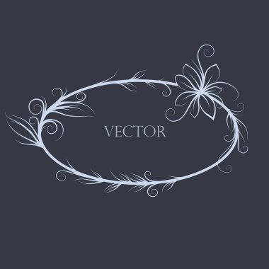 Vektör. Yaprakları ve bukleler ile Oval çerçeve. Dekoratif çerçeve