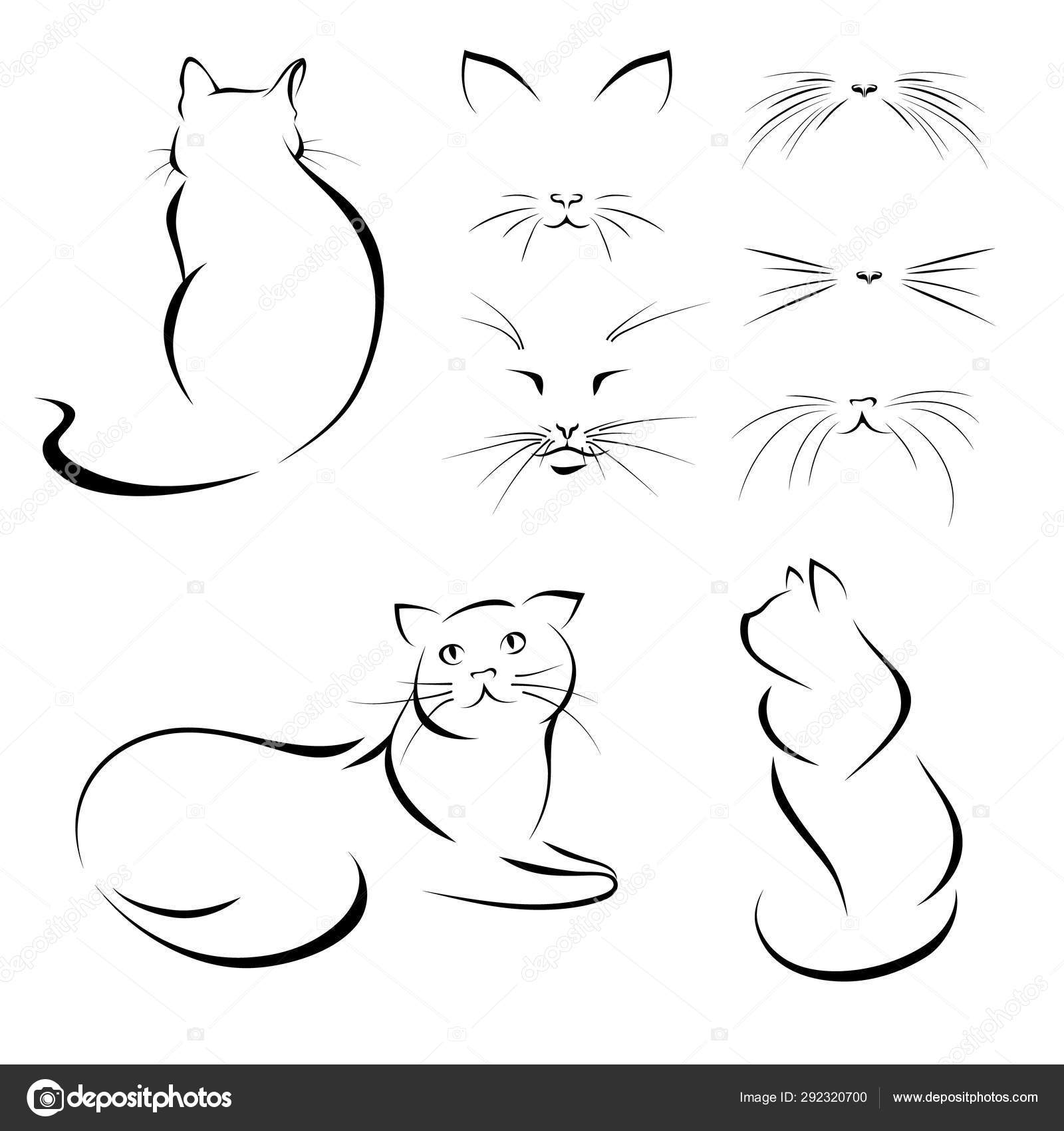 Set of cats icons simple line art style pack Vector Image