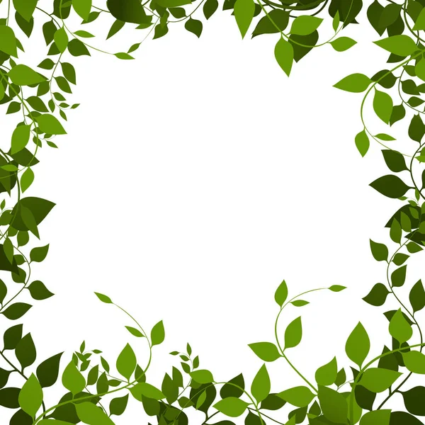 Frame of leaves, vector on white. dense foliage — Stock Vector