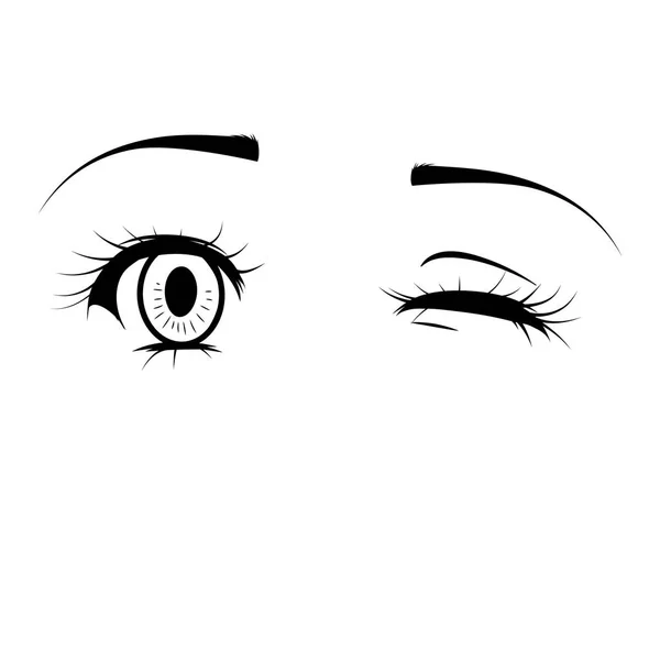 Ojos de niña, ojos sobre un fondo blanco. Una mirada, un guiño. Vector — Vector de stock