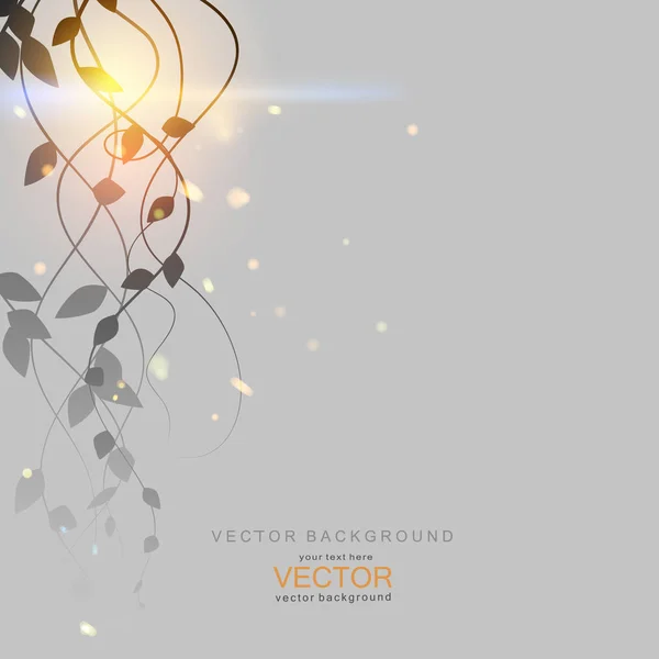 Gray background with light effect, lights and branchs, bokeh, vector — Stock Vector