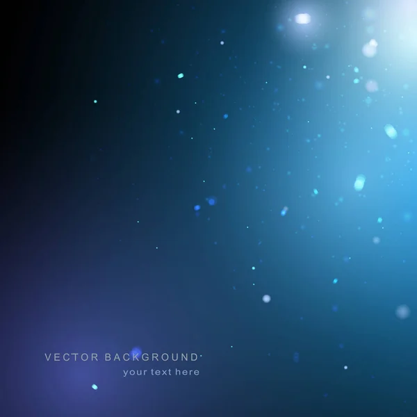 Fondo blu con scintille, bokeh, chiaro di luna. luce fredda — Vettoriale Stock