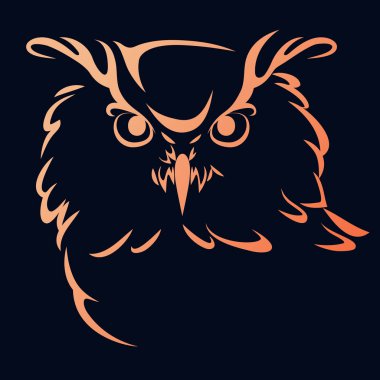 bir baykuş başkanı, koyu bir arka plan üzerinde tasarım elemanı, vektör