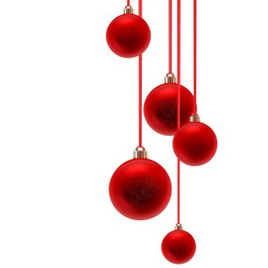 Kırmızı toplar. Noel kırmızı topları. Asılmanın yeni yıl temsilcisi.