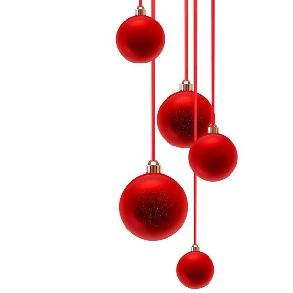 Красные яйца. Рождественские красные шары. Векторная новогодняя иллюстрация повешения — стоковый вектор