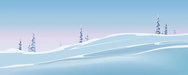 Hintergrund Winterlandschaft Mit Fichten Vektorwinterillustration Fichten Schnee Schneeverwehungen — Stockvektor