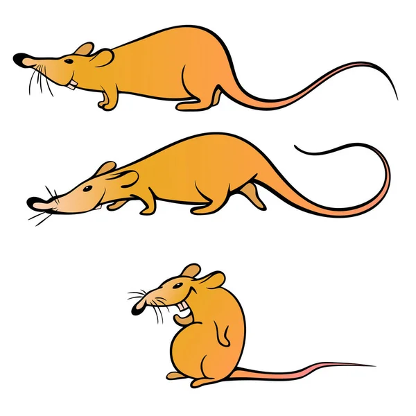 Rato Amarelo Como Símbolo 2020 Ilustração Vetorial Ratos Desenhos Animados — Vetor de Stock