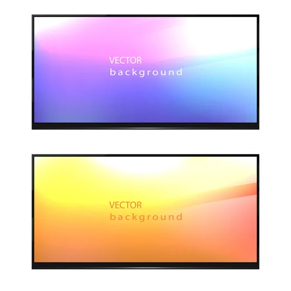 Screen Plasma Panels Monitor Bright Image White Background — Stock Vector