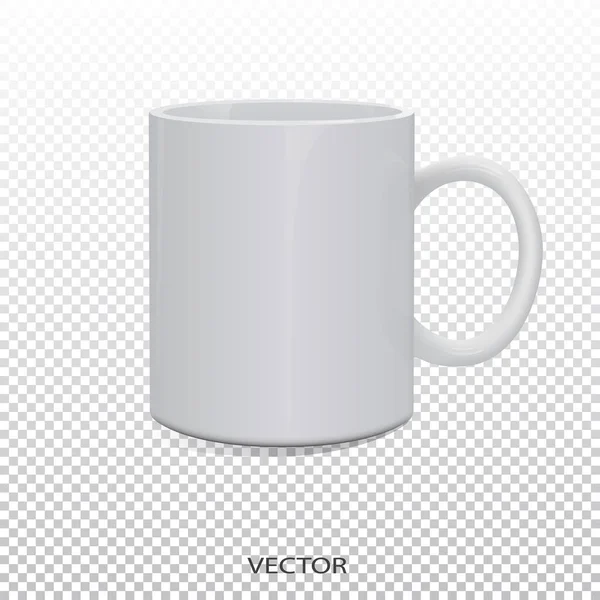 Taza de maqueta es blanco. simulacro taza aislado vector. burla taza blanca — Vector de stock