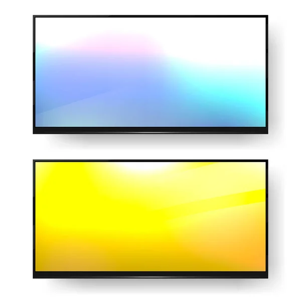 Écran TV, écrans plasma ou moniteur TV avec une image lumineuse sur fond blanc — Image vectorielle
