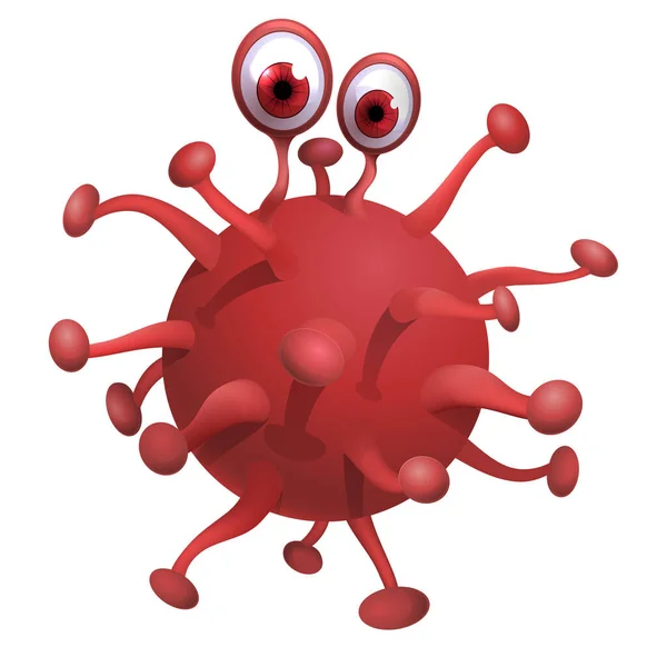 目のウイルスだ。ベクトルウイルス目を持つ面白いウイルス。眼を持つ赤いカロウイルス — ストックベクタ