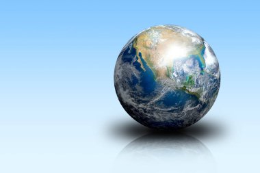 Mavi izole düzlemde dünya gezegeni