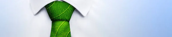 Экологическая концепция, бизнесмен с зеленым листом Лицензионные Стоковые Изображения