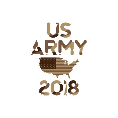 Bize ordu orijinal font yazıt ABD harita ile kamuflaj. Düz vektör çizim Eps10.