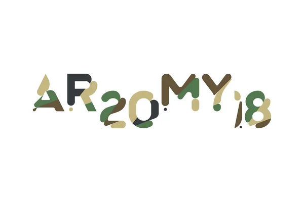 Army Original Font Inscription Camouflage Usa Map Ilustración Vectorial Plana — Vector de stock