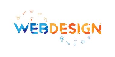 Orijinal font yazıt doodle simgeler ile web tasarım. Düz vektör çizim Eps10