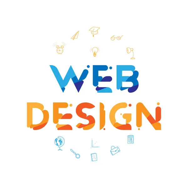 Web Design Écriture Originale Avec Des Icônes Doodle Illustration Vectorielle — Image vectorielle