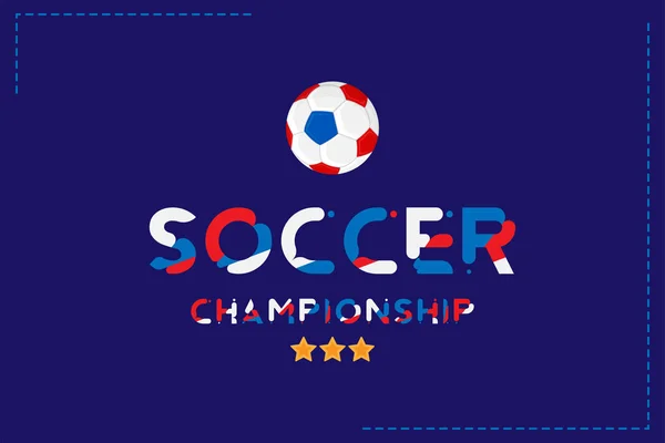 Campeonato Futebol Modelo Banner Formato Horizontal Com Uma Bola Futebol — Vetor de Stock